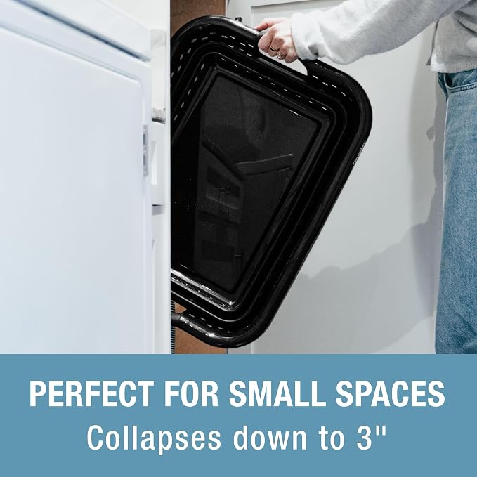 CleverMade Collapsible Plastic Laundry Basket, 39L Laundry Hamper, Black - Image 7