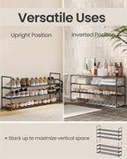 SONGMICS Shoe Rack, 3-Tier Shoe Organizer, Metal Storage Shelf | for Entryway, Upright or Upside Down, for 20-24 Pairs, Stackable, 11.8 x 46.1 x 21.7 Inches, Black ULSA033B01 - Image 4