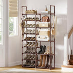 WOWLIVE 9 Tier 2-Column Shoe Rack, 30-35 Pairs Stackable Brown - Image 2