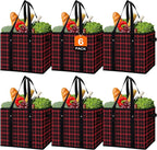 Reusable Grocery Bags 6 Pack, Foldable & Water Resistant Shopping Bags by WiseLife