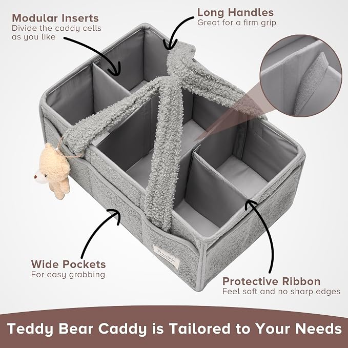 PeraBella Baby Diaper Caddy Organizer with Handle, Boy & Girl Shower Gift Basket, Portable Diaper Storage Basket Bin for Wipes, Newborn Baby Essentials Registry Search Must Haves, Car Caddy Organizer - Image 8