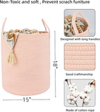 XUANGUO Cotton Rope Laundry Basket Hamper for Clothes, coral pink - Image 2