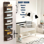 Simple Houseware 6 Clear Window Pocket Over Door Hanging Organizer, Brown - Image 3