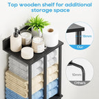 Towel Racks for Bathroom Wall Mounted with Wooden Storage Shelf - Image 7
