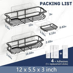 OMAIRA 3-Pack Shower Caddy with Soap Holder, Adhesive Rustproof No-drill Strudy Loading Inside Shower Organizer Shelves Rack Storage Bathroom Organization for Smooth Wall Glass Tile, Black (XX-Large) - Image 7