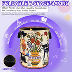 Black Cat Flower Laundry Basket Floral Vase Art Oxford Cloth Laundry Hamper - Image 5
