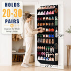 UVIAHOMI 20-30 Pairs Over the Door Shoe Organizer with Side Mesh Pockets, 10-Tier Hanging Shoe Storage for Closet, Breathable Door Shoe Rack Holds Sneakers, Boots, Heels & Daily Essentials, Black - Image 2