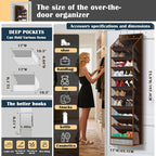 10 - Pocket Over - the - Door Hanging Shoe Organizers & Rack, Made of Sturdy 600D Oxford + Non - Woven Fabric, Space - Saving Storage for Shoes, Boots & More (Dark coffee color) - Image 2
