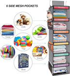 Fixwal Weekly Kids Clothes Organizer 6-Shelf Hanging Closet Storage Grey | Nonwoven Fabric, 6 Daily Shelves, 6 Mesh Side Pockets, 2 Metal Hooks, Foldable Design, for Kids Outfits and Accessories - Image 6