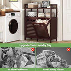 Homykic Tilt Out Laundry Hamper Cabinet, Bamboo Laundry Organizer, Espresso - Image 5