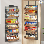 6-Tier Over The Door Pantry Organizer, Heavy-Duty Metal Wall Mount or Hanging Spice Rack, behind the door storage Shelves with Adjustable Basket, Back of Door Organizer for Kitchen Cabinet and Closet by DAOTENGQL