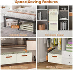 Shoe Organizer for Closet, 2-Pack Foldable Shoe Storage Box with Adjustable Dividers & Clear Cover, Fits 16 Pairs, Beige, Durable and Space-Saving - Image 4
