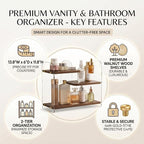 3-Tier Acrylic & Wood Bathroom Vanity Countertop Organizer Shelf - Image 7