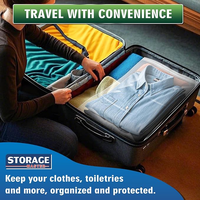 Extra Large 20 Gallon Zippered Plastic Bags for Storage- 24'' x 32'', Ideal for Clothes Clothing, Travel, Moving, 3-mil Extra Thick Clear Plastic, 12 pack - Image 5