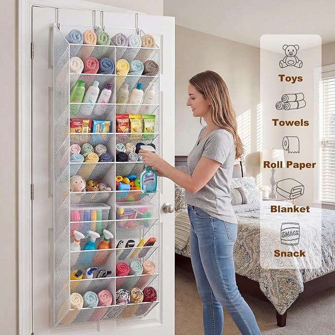 UVIAHOMI Over the Door Shoe Organizer for 20-30 Pairs, 10-Tier, White - Image 7