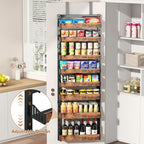 8-Tier Over The Door Pantry Organizer, Heavy-Duty Metal Wall Mount or Hanging Spice Rack, behind the door storage Shelves with Adjustable Basket, Back of Door Organizer for Kitchen Cabinet and Closet - Image 6