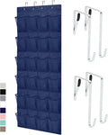 GORILLA GRIP Over the Door Shoe Organizer, 24 Large Pockets, Navy | Breathable Mesh Pocket, Space Saving Hanging Storage Holder, Closet Rack Hanger for Shoes, Pantry and Bathroom Accessories by Unknown