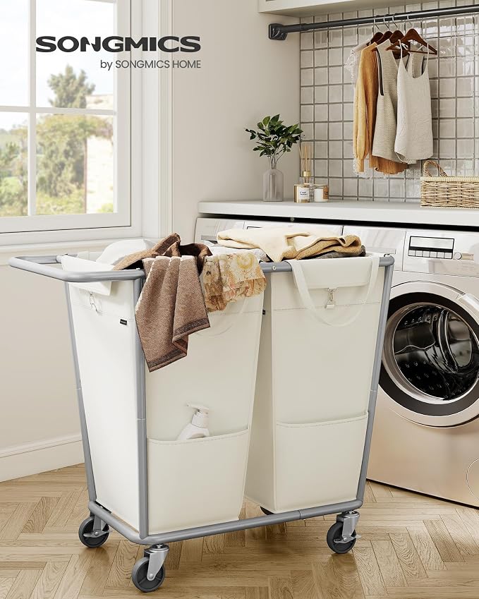 SONGMICS 2-Section Laundry Basket with Wheels, 50.2 Gallons (190 L) Hamper - Image 2