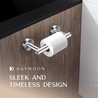 Day Moon™ Toilet Paper Holder Wall Mount, Modern Roll Holder for Bathroom, Stainless Steel Rustproof Double Post Pivoting Tissue Roll Holder for Bathroom, Classic, Brushed Nickel - Image 3