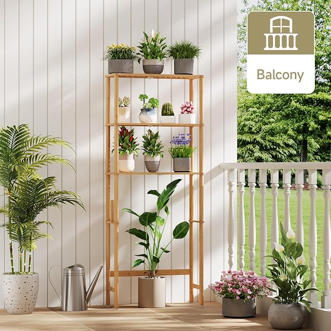 Over The Toilet Storage,3-Tier Bamboo Bathroom Shelf with Paper Holder - Image 9