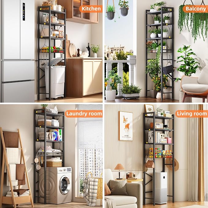 Over-The-Toilet Storage Rack, 4-Tier Bathroom Organizer Shelf Over Toilet with Adjustable Shelf and Basket, Freestanding Space Saver Bathroom Shelves Above Toilet for Room (Oak Gray) - Image 4