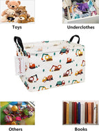 Rectangular Collapsible Laundry Basket with Side Handles, Excavator - Image 3