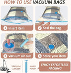 8 XXL Jumbo Vacuum Storage Bags for Bedding, Space Saver with Hand Pump | 47.2" x 35" Extra Large Vacuum Seal Bags for Bedding, Comforters, Blankets & Pillows; 80% Space-Saving Storage for Home - Image 6