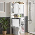 VECELO Over The Toilet Storage Cabinet, Storage Cabinet Over Toilet with Adjustable Shelves & Toilet Paper Holder Stand, Home Space-Saving Toilet Storage, for Bathroom, Restroom, Laundry, White by VECELO