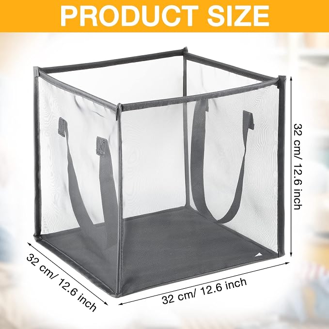 Zopeal 6 Pack Collapsible Mesh Laundry Basket, Grey, Single-layer - Image 2