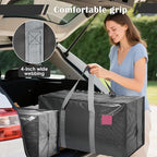 6 Pack Moving Bags with Full-Open Side Zipper, Extra Large 93L Heavy Duty Waterproof Foldable Storage Totes for College Dorm, Moving & Home Organization Gray - Image 6