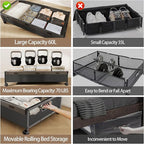 KITHELP Underbed Storage Containers with Wheels, Large Under Bed Drawers on Wheels with Removable Lids, Rolling Shoe Organizer Under Bed Storage Dresser Metal Drawers for Clothes Toys Blankets (2PACK) - Image 2