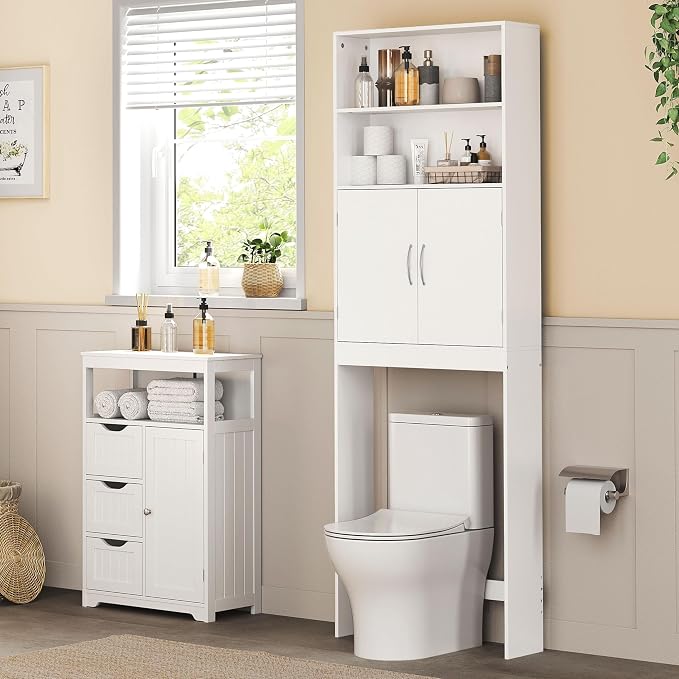 Yaheetech 77'' H Over the Toilet Storage Cabinet, Bathroom Organizer, White - Image 4