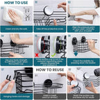 TAILI Shower Caddy Suction Cup, 3 Pack Shelves for Inside with Hooks, Black - Image 8
