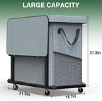 Laundry Basket with Lid,230L Rolling Laundry Hamper with Wheels,Grey - Image 6
