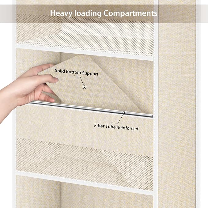 Univivi Over the Door Organizer for Baby Nursery, Beige Pattern, 6-Shelf - Image 5