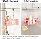 SWTYMIKI Shower Caddy Hanging Organizer - Over the Door Shower Caddy with 6 Hooks, 2 Installation Ways, Stainless Steel Rustproof Bathroom Organizer, Pink Small - Image 3