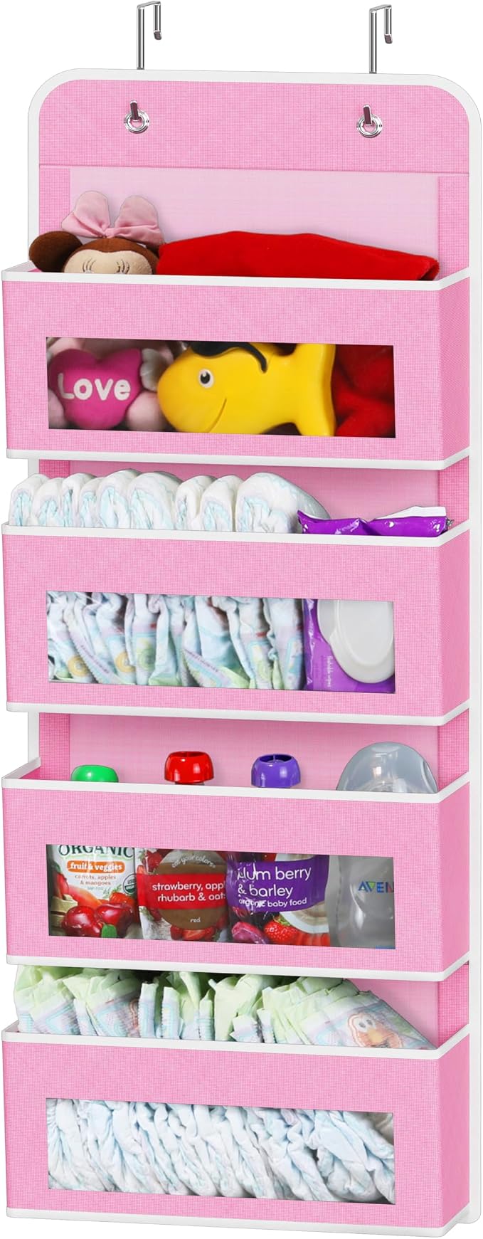 Simple Houseware 4 Clear Window Pocket Over Door Hanging Organizer, Pink by SimpleHouseware