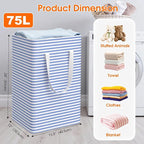 3-Pack Laundry Basket, Collapsible Laundry Hampers, 75L, Blue - Image 2