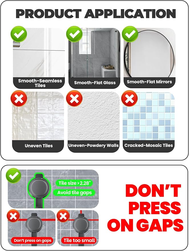 Corner Shower Caddy Suction Cup,Shower Shelves with Hooks,No Drilling Powerful Upgrade Suction Bathroom Corner Organizers and Storage,Removable Waterproof Rustproof Shower Shelf Bathroom Decor(3) - Image 9