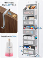 JARLINK Over the Door Organizer for Pantry, Bathroom, 5 Shelf Grey, 2 Pack | Anti-Tilt Design, 44 lb Load Capacity, Hanging Door Organizer with 5 Large Capacity Pockets, Behind Door Storage for Nursery - Image 3