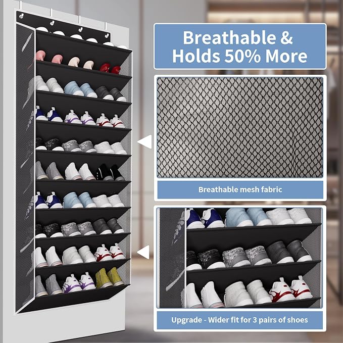 TAHAVICE 10-Tier Over The Door Shoe Organizer, Heavy Duty Hanging Storage - Image 6