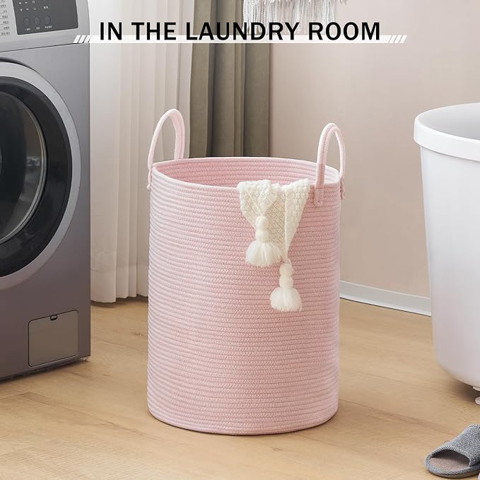 YOUDENOVA Cotton Rope Laundry Hamper Basket, 58L Blanket Basket for Nursery - Image 6