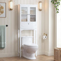 Spirich Over the Toilet Storage Cabinet with Moru Glass Doors, White by SpirichLLC
