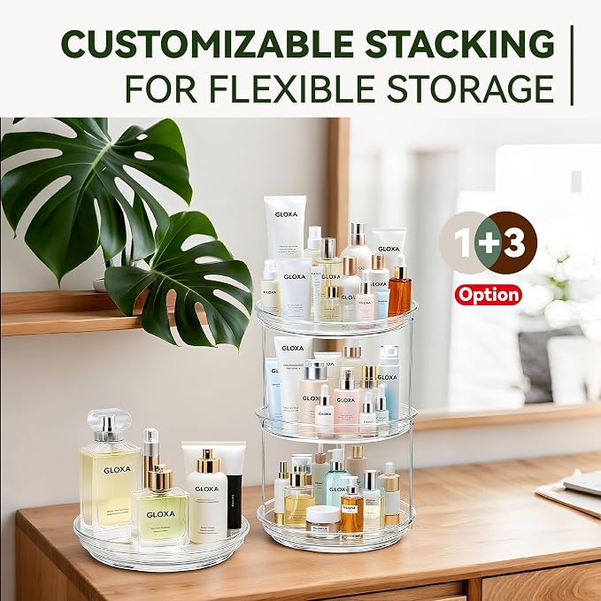 2 Tier Lazy Susan Turntable Organizer for Cabinet, 9.25'' Rotating Spice Rack Organization for Kitchen, Pantry, Bathroom, Vanity, Countertop, Medicine Storage, Seasoning Spice Organizer, 1 Pack - Image 5