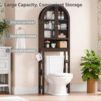 Over The Toilet Storage Cabinet, 23.7”W Modern Storage Cabinet Over Toilet with Acrylic Doors, Arched Freestanding Over Toilet Rack with Adjustable Shelf for Bathroom, Espresso - Image 7