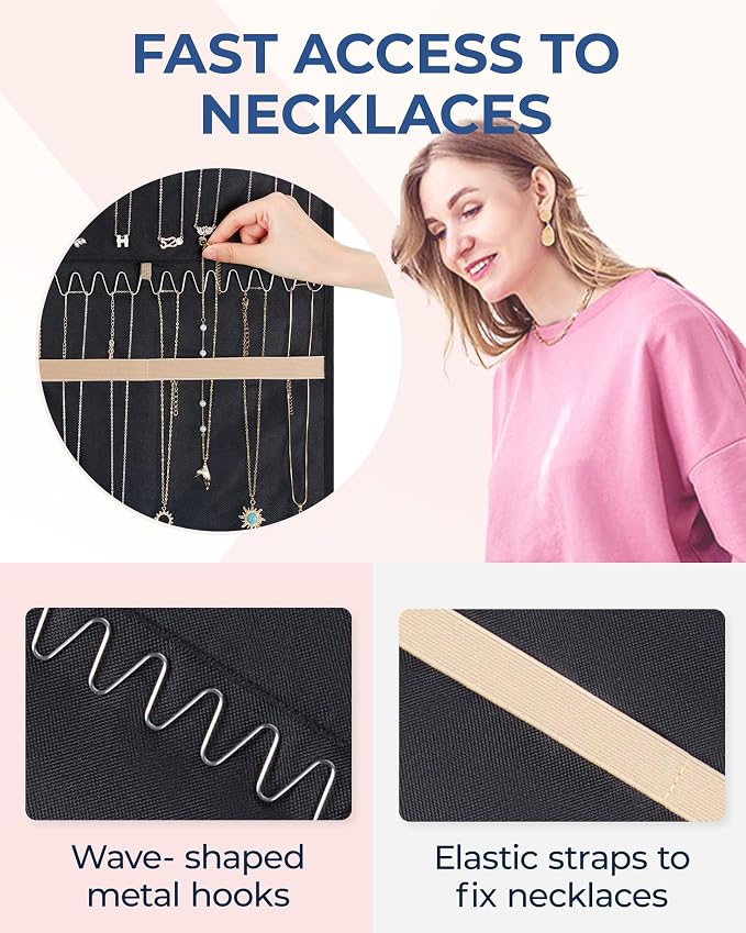 BAGSMART Hanging Necklaces Organizer Jewelry Holder, 1 piece, Large Black - Image 2