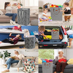 Waterproof Laundry Hamper Collapsible Laundry Basket Leather Handle Laundry Bag Large Clothes Storage Toy Organization for Bathroom Bedroom Laundryroom College Dorms (Heilingxing-001) - Image 7