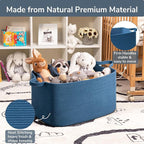Goodpick Large Woven Rope Blanket Basket, Rectangle, Dark Blue - Image 6