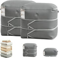 Comforter Storage Bag, Large Capacity Blanket Storage Bags 3-Layer Ultra Space Saving Self Compression Organizer, Heavy Duty Space Saver Organizer for Bedding, Clothes, Blanket, 2-Pack, Gray by Unknown