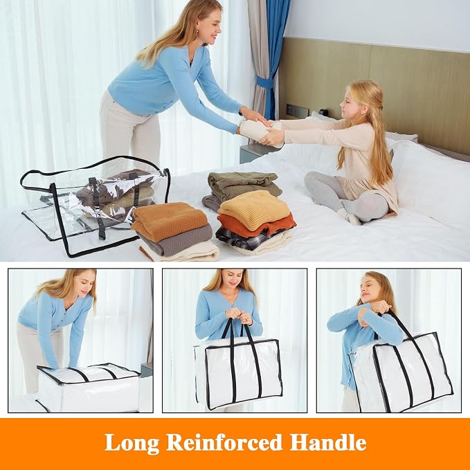 Vieshful 5 Pack Clear Clothes Storage Bags with Zipper 60L - Image 3